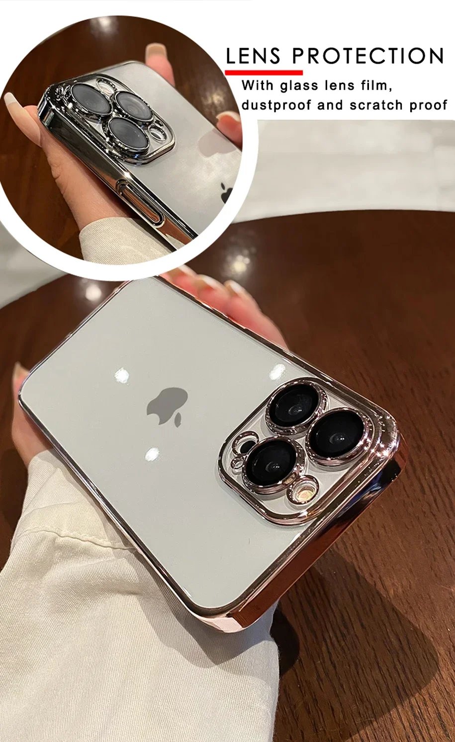 Luxury Plating Clear Silicone Phone Case For iPhone 15 14 13 12 11 Pro X XR XS Max 7 8 Plus Mini Lens Protection Case Back Cover