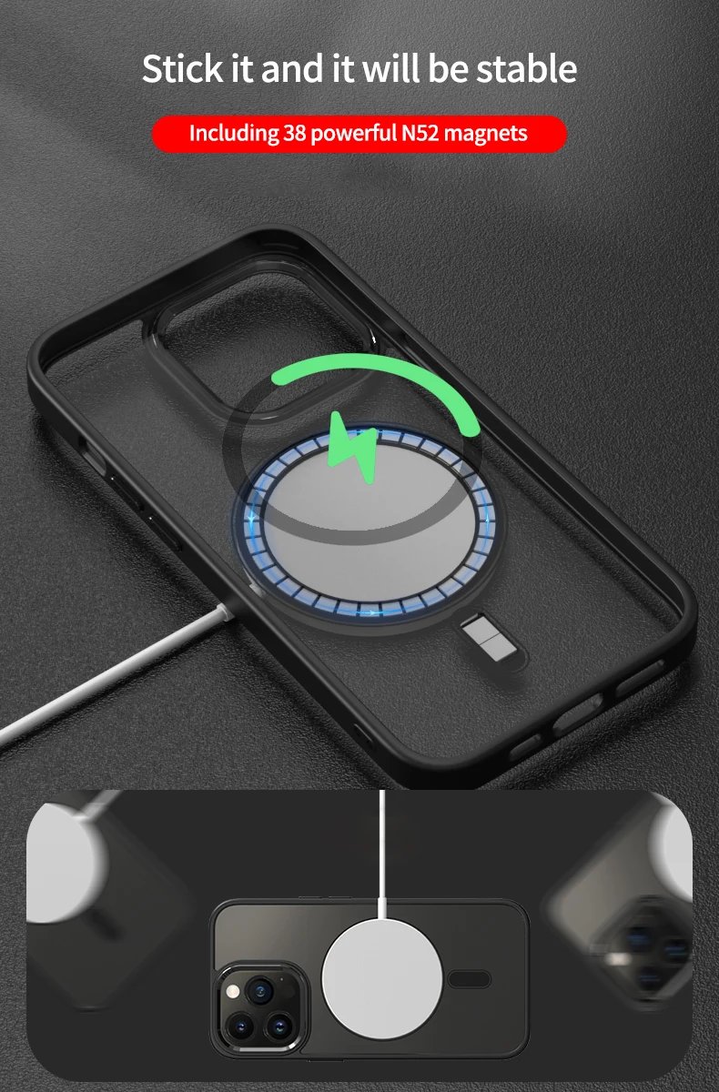 Luxury Clear HD Phone Case For iPhone 14 13 12 11 15 Pro Max Funda Magnetic Magsafe Wireless Charging Shockproof Cellphone Cover