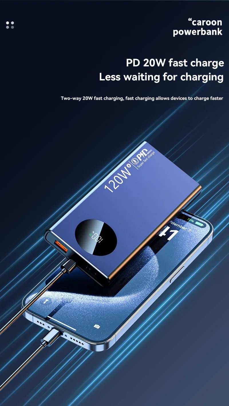 Xiaomi 120W  50000mAh  High Capacity Power Bank Fast Charging Powerbank Portable Battery Charger For iPhone Samsung Huawei NEW