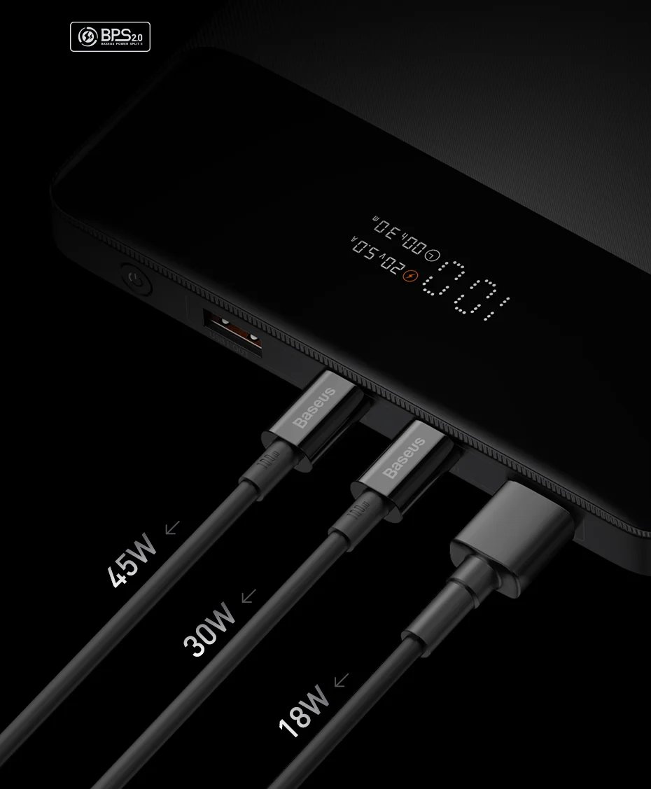 100W Power Bank 20000mAh Type C PD Fast Charging Powerbank Portable External Battery Charger for Notebook with 100W Cable