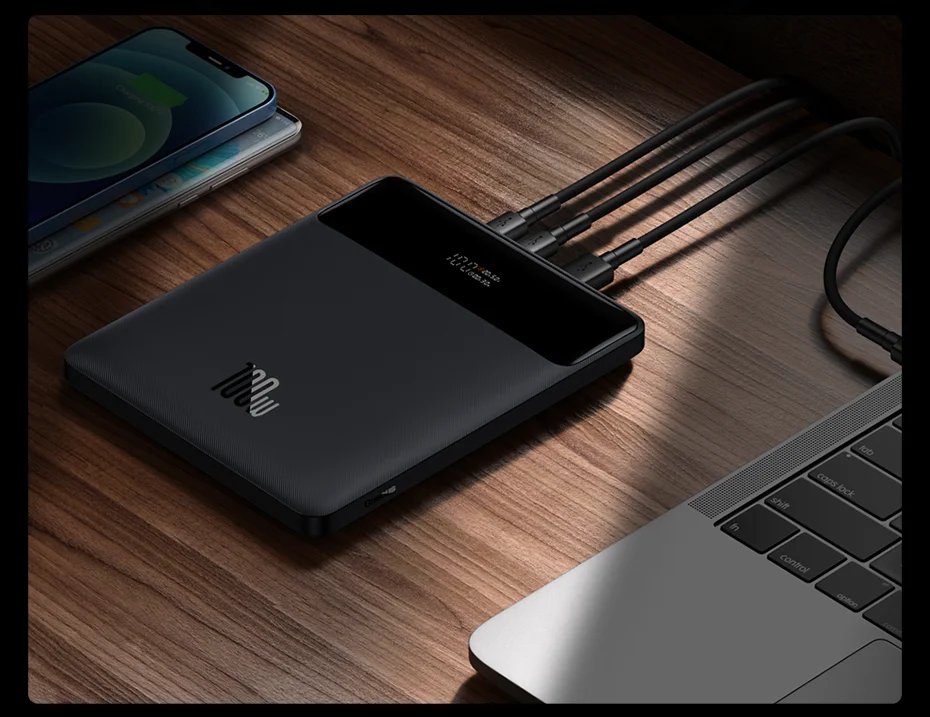 100W Power Bank 20000mAh Type C PD Fast Charging Powerbank Portable External Battery Charger for Notebook with 100W Cable