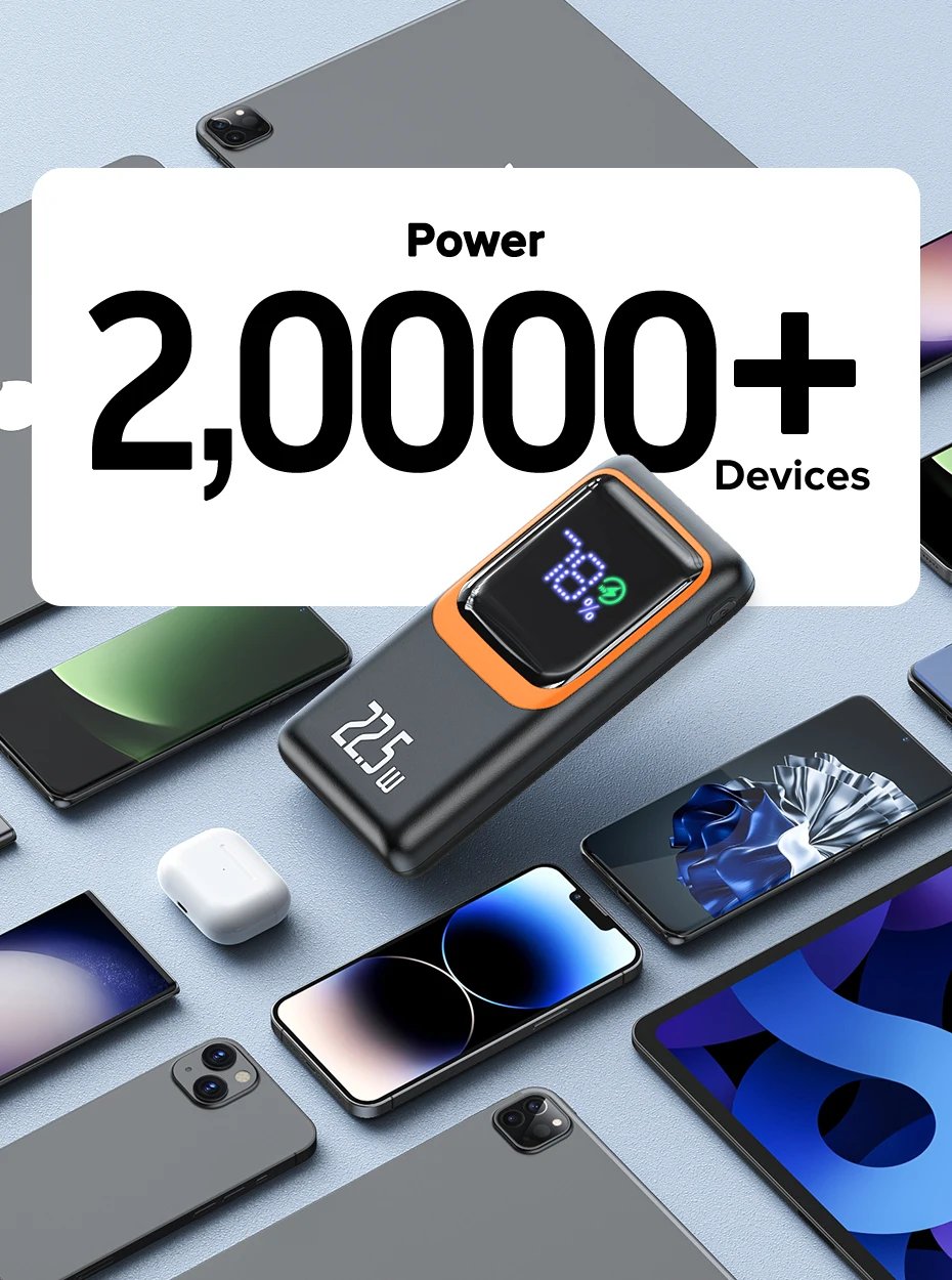 Power Bank 20000mAh External Large Battery Capacity PD 22.5W Fast Charging Portable Charger Powerbank For iPhone Xiaomi