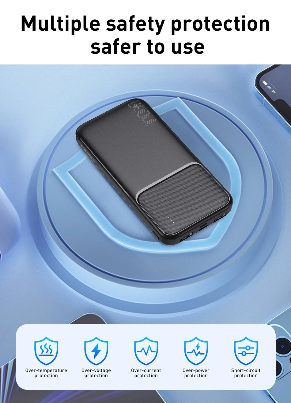 Rocoren Power Bank 10000mAh Portable Charger External Battery PoverBank 10000 Fast Charging Powerbank For iPhone Xiaomi mi POCO