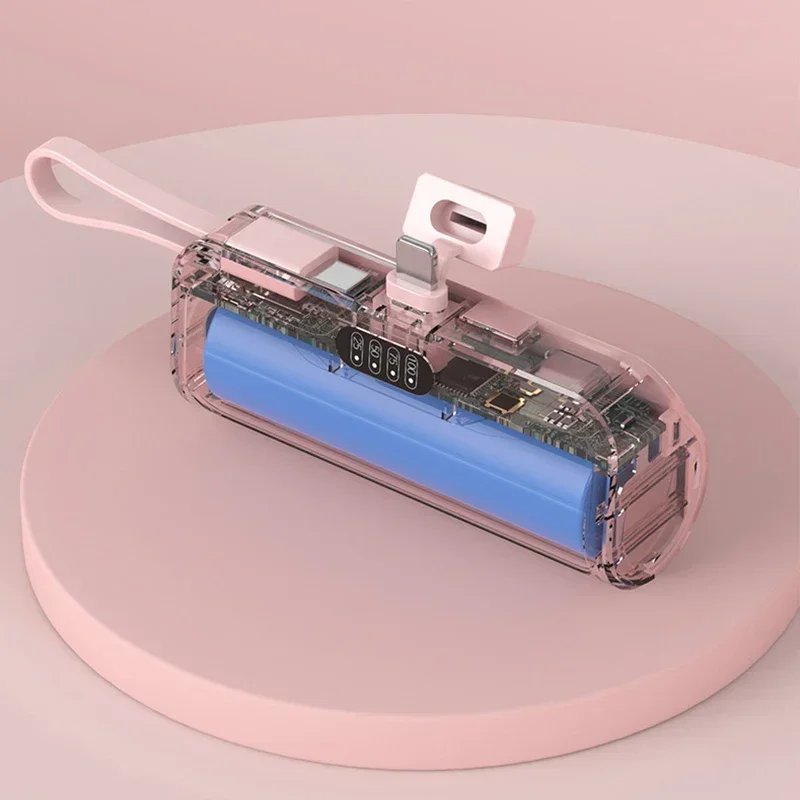 10000mAh Mini Power Bank 2 IN 1 Fast Mobile Phone Charger External Battery Power Bank Plug Play Type-C For iPhone Samsung Huawei