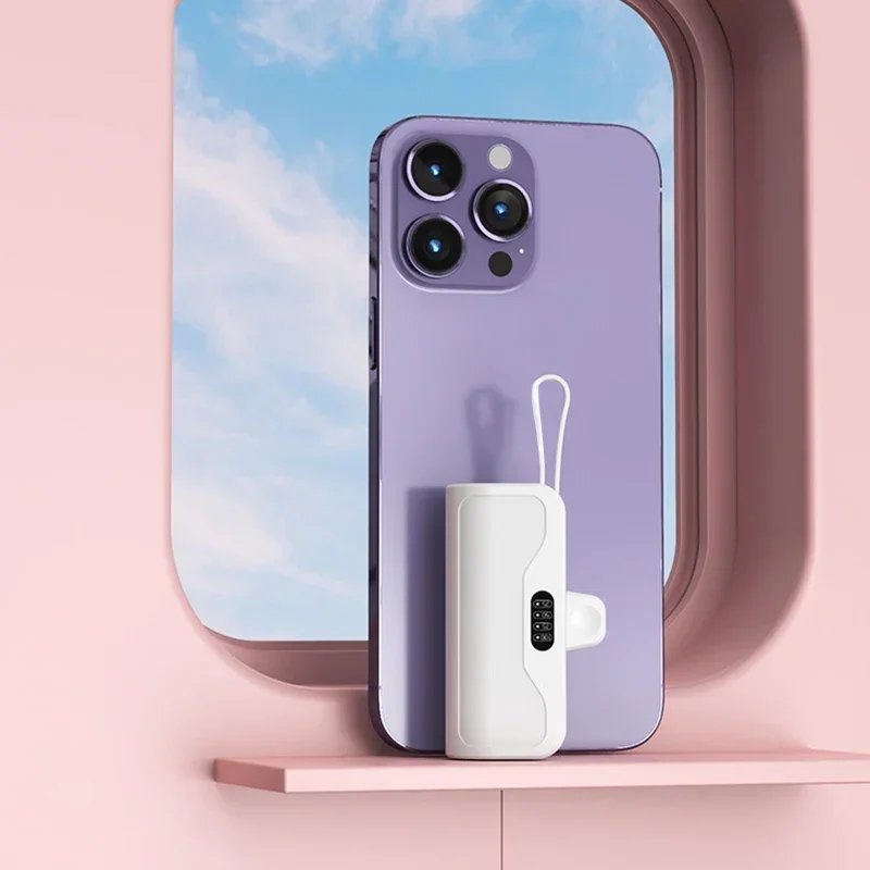 10000mAh Mini Power Bank 2 IN 1 Fast Mobile Phone Charger External Battery Power Bank Plug Play Type-C For iPhone Samsung Huawei