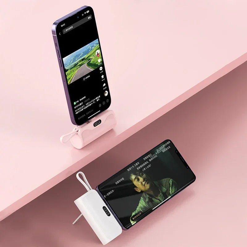 10000mAh Mini Power Bank 2 IN 1 Fast Mobile Phone Charger External Battery Power Bank Plug Play Type-C For iPhone Samsung Huawei