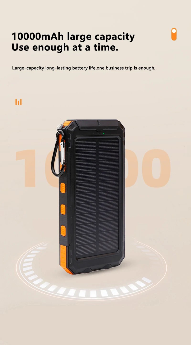 200000mAh Solar Power Bank Outdoor Wild Fishing Camping Large Capacity Backup Power Portable With Compass Supply Rapid Charging