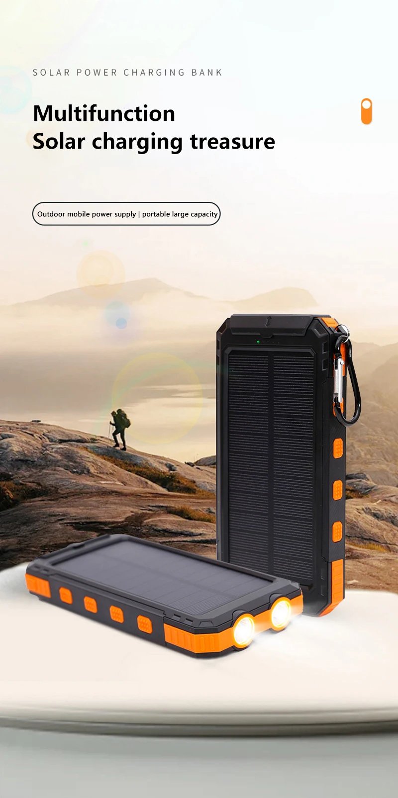 200000mAh Solar Power Bank Outdoor Wild Fishing Camping Large Capacity Backup Power Portable With Compass Supply Rapid Charging