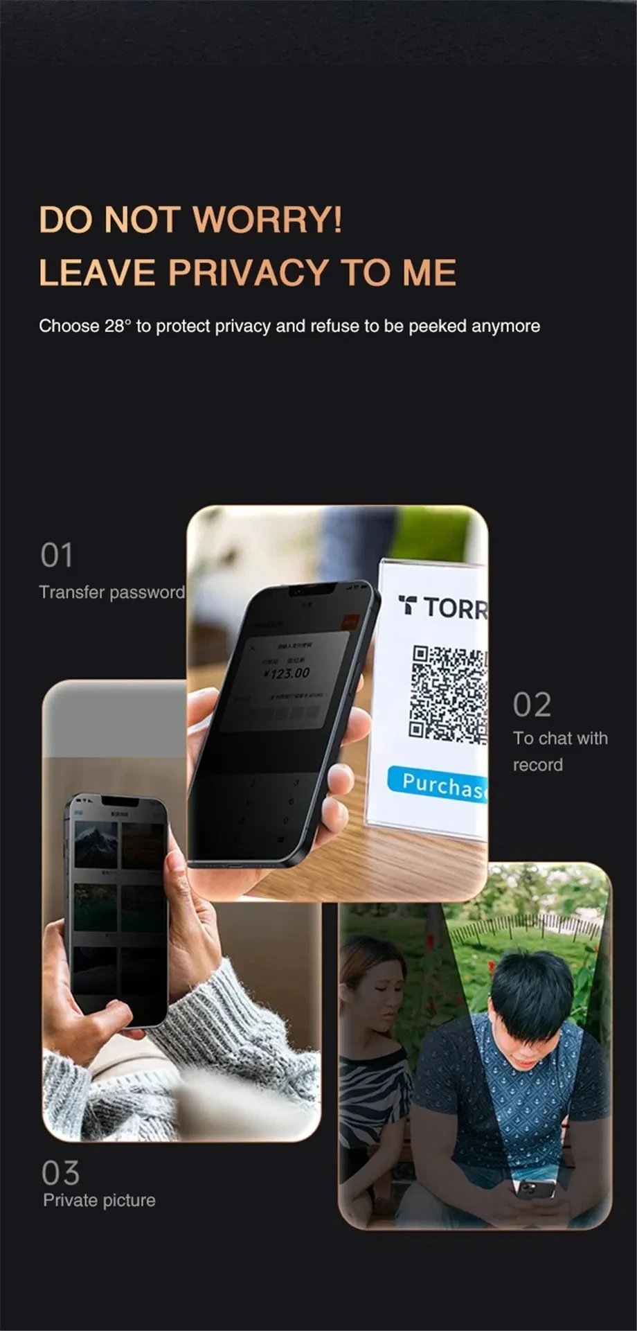 1-4Pcs Anti-spy Tempered Glass for IPhone 15 14 13 12 11Pro Max Full Cover Privacy Screen Protector For iPhone X XS Max XR Glass