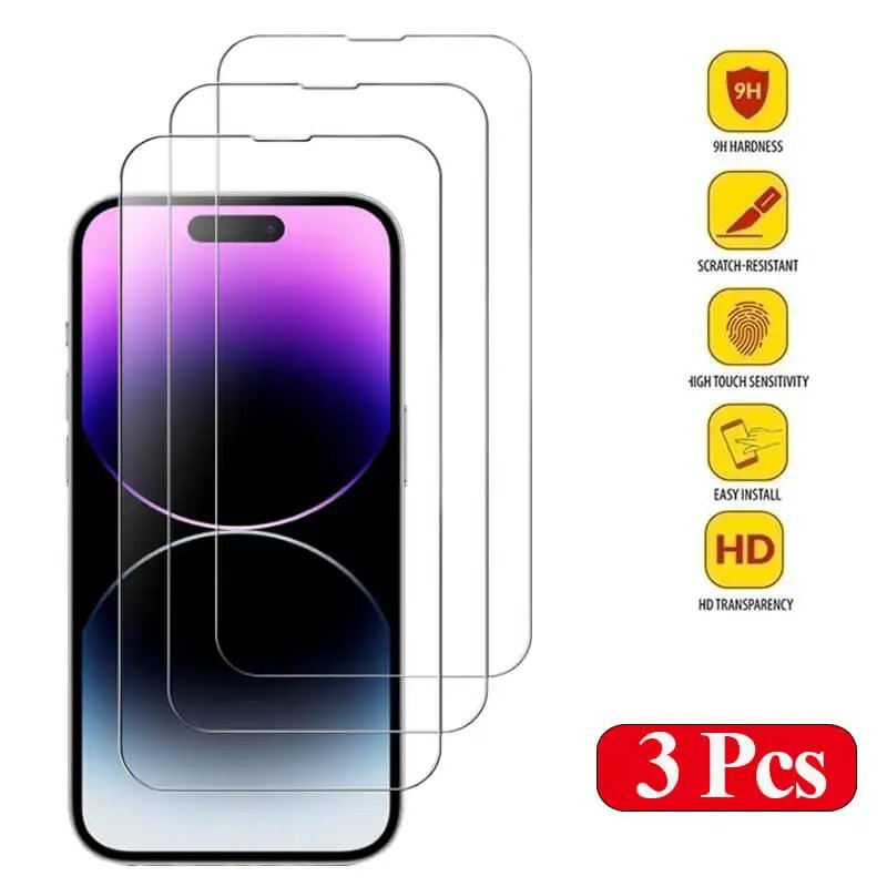Tempered Glass for iPhone 14 Pro 15 13 12 11 pro max screen protector for iphone 15 pro mica for iphone 13 14 pro glass film
