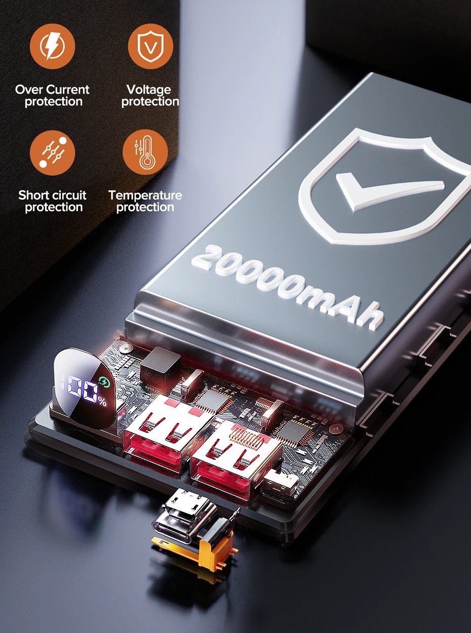 Power Bank 20000mAh Portable PD 20W Fast Charging Poverbank Mobile Phone External Battery Powerbank For iPhone 13 Xiaomi