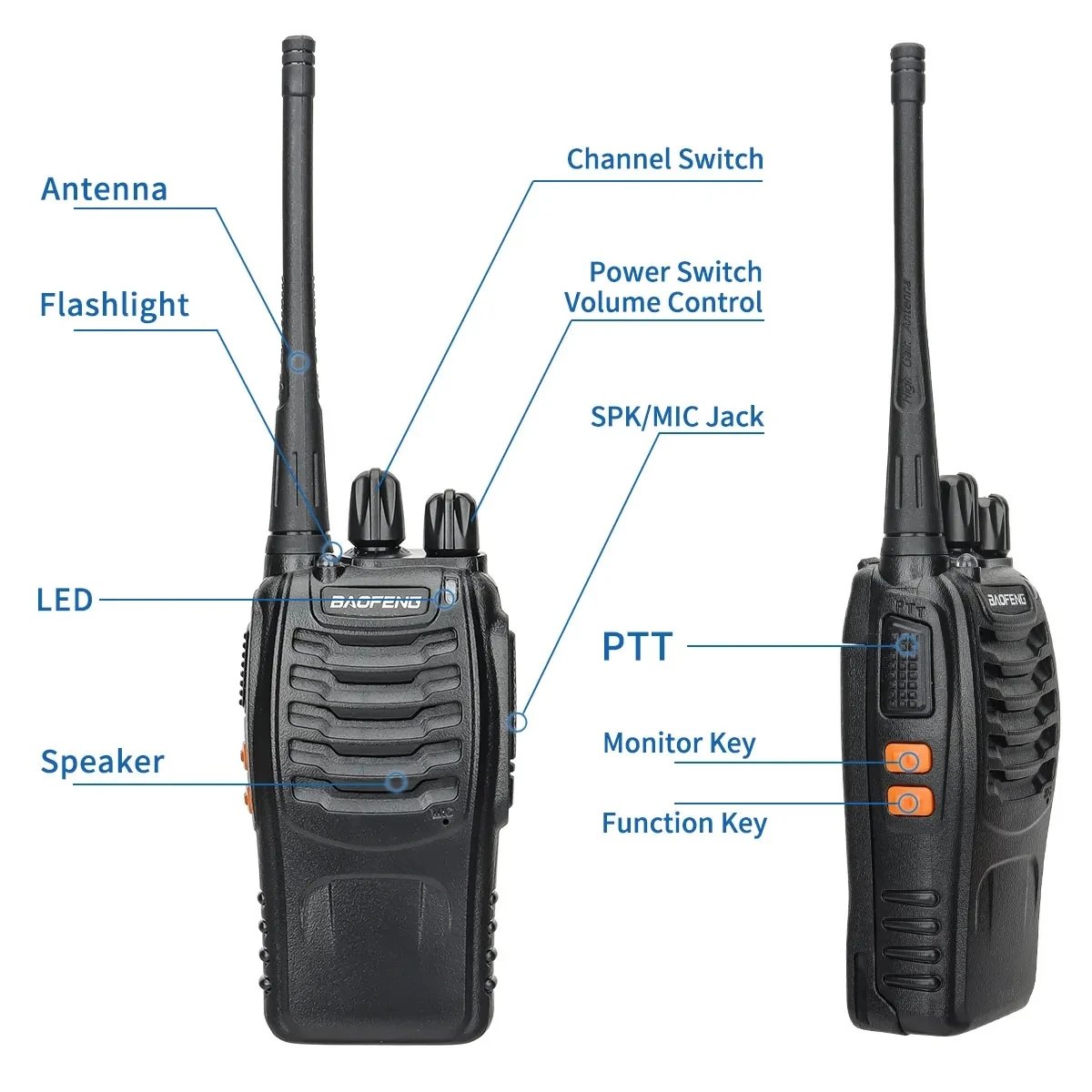 1/2 PCS BF 888S Walkie Talkie UHF 400 470MHz 888s Long Range Two Way Ham Radios Transceiver for Hunting Hotel