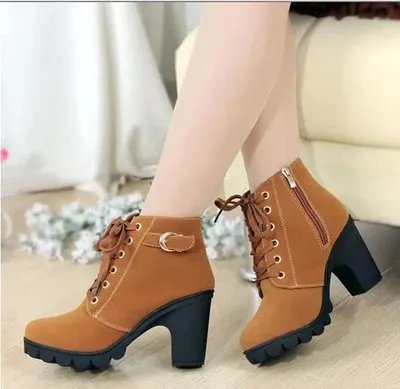 Winter High Heeled Women Boots Cross Straps Short Boots Comfortable Waterproof Boots Warm Plus Size 42 Botas Femininas Winter High Heeled Women Boots Cross Straps Short Boots Comfortable Waterproof Boots Warm Plus Size 42 Botas Femininas