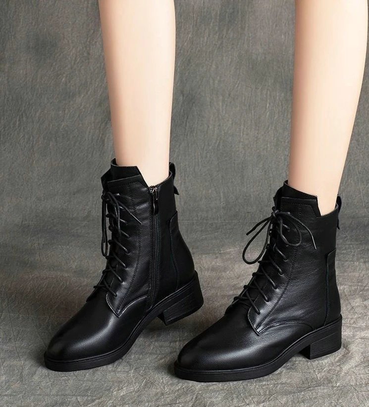 Classic Ankle Boots Spring Womens Shoes Low Heel Chelsea Boots 2024 New Pu Leather Shoes for Women Large Size 41 Winter Booties