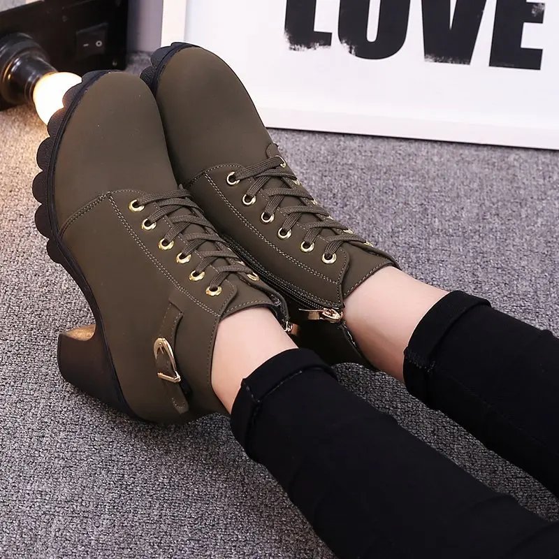 Women High Heel Ankle Boots Autumn Winter Booties Woman 2022 Fashion New Lady Shoes Brown Black Short Boot Female Botas De Mujer