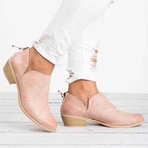 Women's 6 Boots 2022 Autumn Pointed Suede Thick Heel Booties Women Plus Size Zipper Heeled Ankle Boots Botas De Mujer