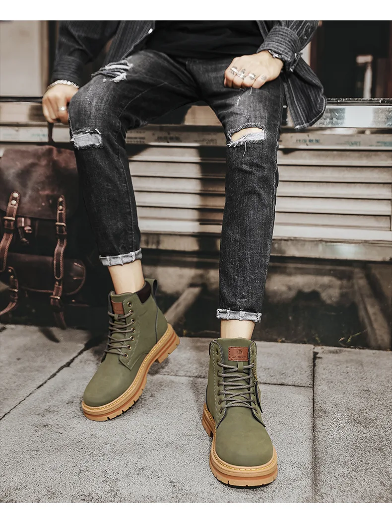 High Top Boots Men's Leather Shoes Fashion Motorcycle Ankle Boots for Men Winter Boots Man Shoes Lace-Up Botas Hombre High Top Boots Men's Leather Shoes Fashion Motorcycle Ankle Boots for Men Winter Boots Man Shoes Lace-Up Botas Hombre