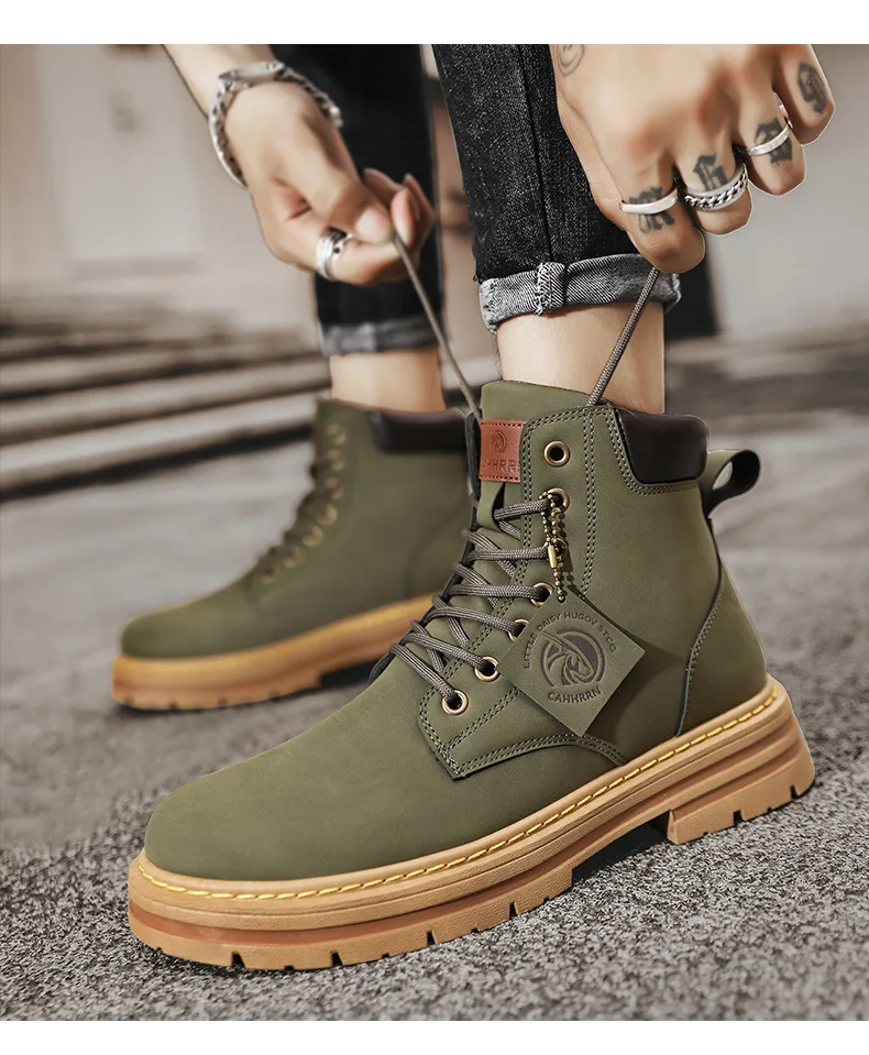 High Top Boots Men's Leather Shoes Fashion Motorcycle Ankle Boots for Men Winter Boots Man Shoes Lace-Up Botas Hombre High Top Boots Men's Leather Shoes Fashion Motorcycle Ankle Boots for Men Winter Boots Man Shoes Lace-Up Botas Hombre