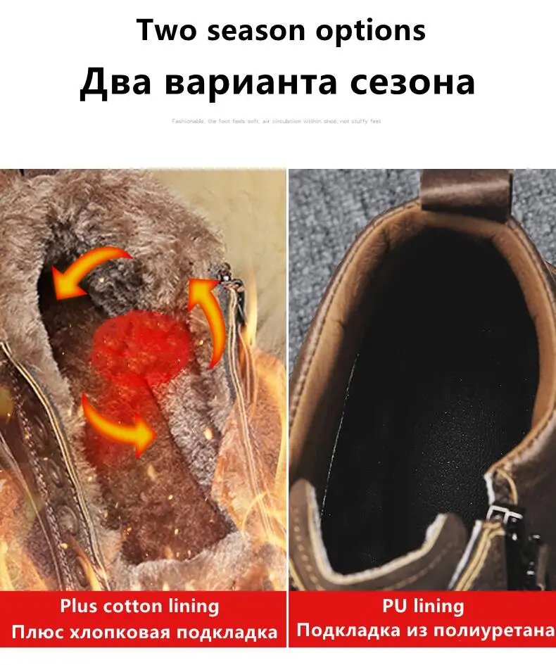 Men Boots Winter Cotton Shoes High-top Fashion Casual Shoes Trend Ankle Boots Rubber Flat Korean Version Tooling Shoes Student