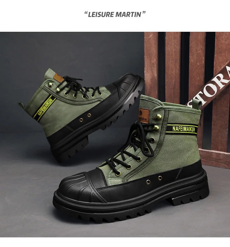 Men's Shoes 2023 New Autumn and Winter Breathable High-top Boots Heightened Thick-soled All Match Canvas Casual Shoes Mens Boots