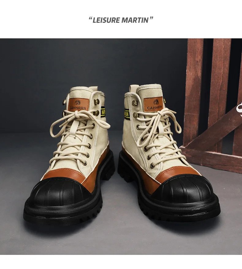 Men's Shoes 2023 New Autumn and Winter Breathable High-top Boots Heightened Thick-soled All Match Canvas Casual Shoes Mens Boots