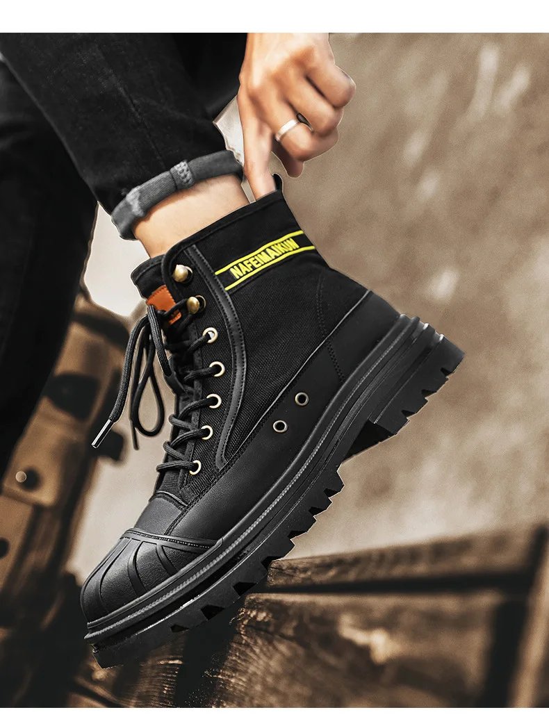 Men's Shoes 2023 New Autumn and Winter Breathable High-top Boots Heightened Thick-soled All Match Canvas Casual Shoes Mens Boots