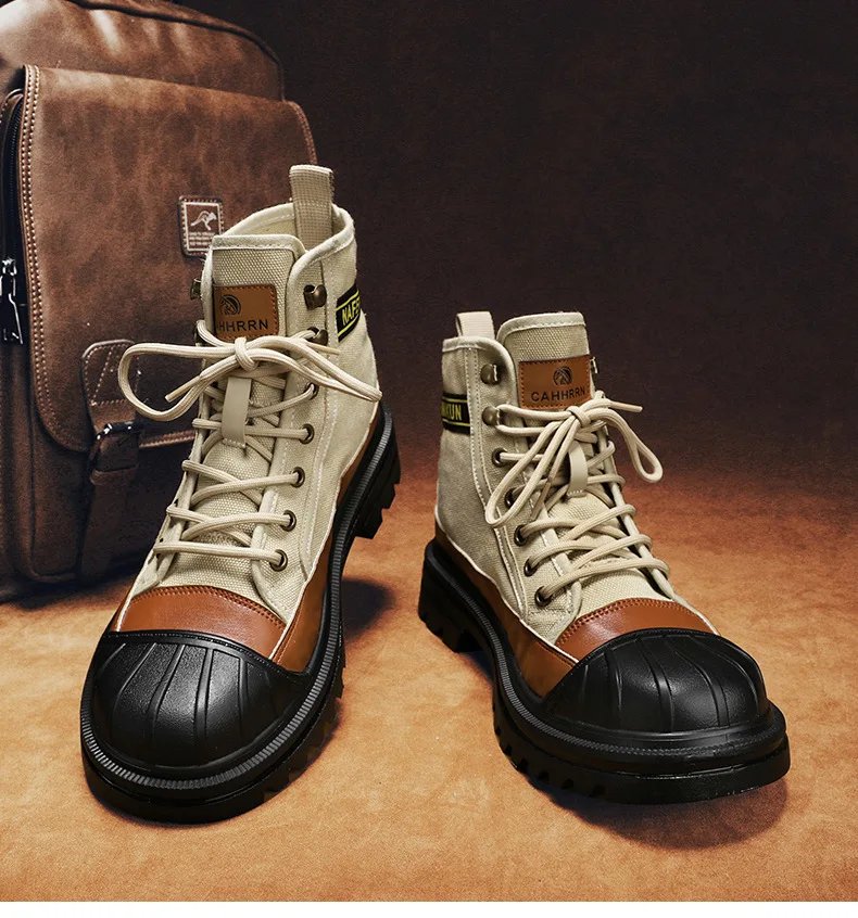 Men's Shoes 2023 New Autumn and Winter Breathable High-top Boots Heightened Thick-soled All Match Canvas Casual Shoes Mens Boots