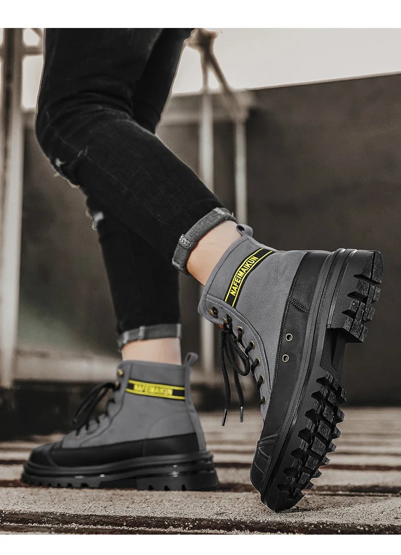 Men's Shoes 2023 New Autumn and Winter Breathable High-top Boots Heightened Thick-soled All Match Canvas Casual Shoes Mens Boots