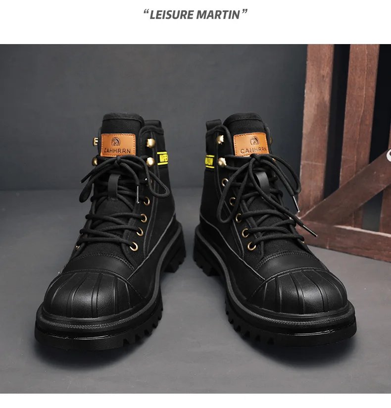 Men's Shoes 2023 New Autumn and Winter Breathable High-top Boots Heightened Thick-soled All Match Canvas Casual Shoes Mens Boots