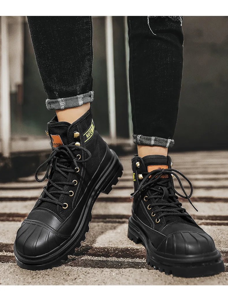 Men's Shoes 2023 New Autumn and Winter Breathable High-top Boots Heightened Thick-soled All Match Canvas Casual Shoes Mens Boots