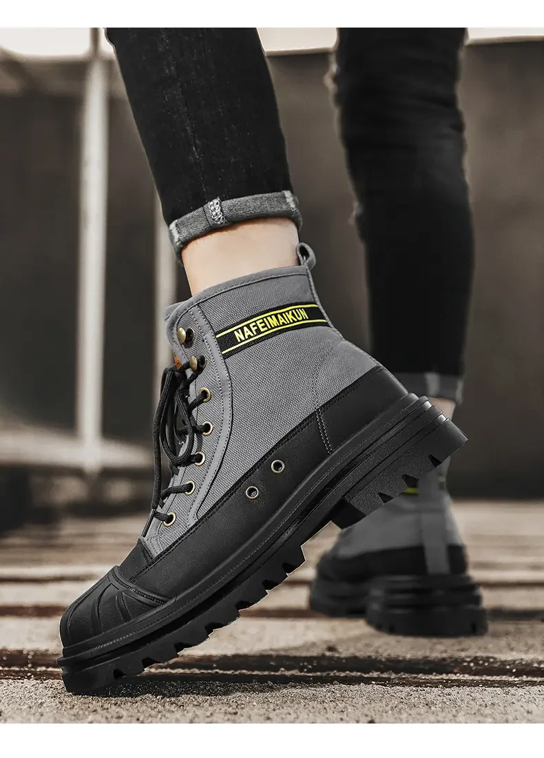 Shoes for Men Outdoor Male Booties 2023 Canvas Boots Toe Cap Anti-collision Shoes Winter Cotton Ankle Boots Fashion Military New Shoes for Men Outdoor Male Booties 2023 Canvas Boots Toe Cap Anti-collision Shoes Winter Cotton Ankle Boots Fashion Military New