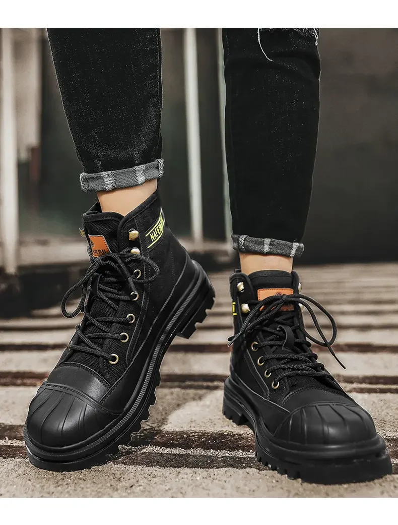 Shoes for Men Outdoor Male Booties 2023 Canvas Boots Toe Cap Anti-collision Shoes Winter Cotton Ankle Boots Fashion Military New Shoes for Men Outdoor Male Booties 2023 Canvas Boots Toe Cap Anti-collision Shoes Winter Cotton Ankle Boots Fashion Military New
