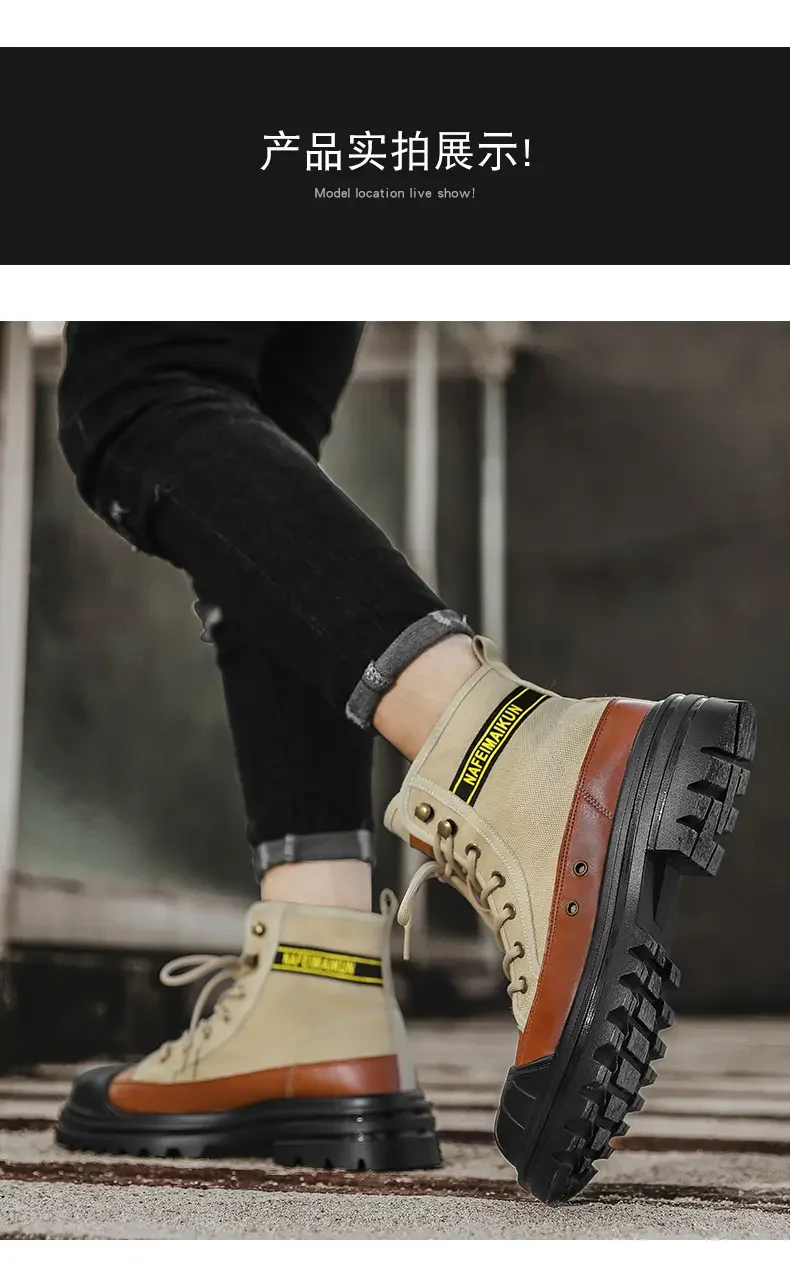 Shoes for Men Outdoor Male Booties 2023 Canvas Boots Toe Cap Anti-collision Shoes Winter Cotton Ankle Boots Fashion Military New Shoes for Men Outdoor Male Booties 2023 Canvas Boots Toe Cap Anti-collision Shoes Winter Cotton Ankle Boots Fashion Military New