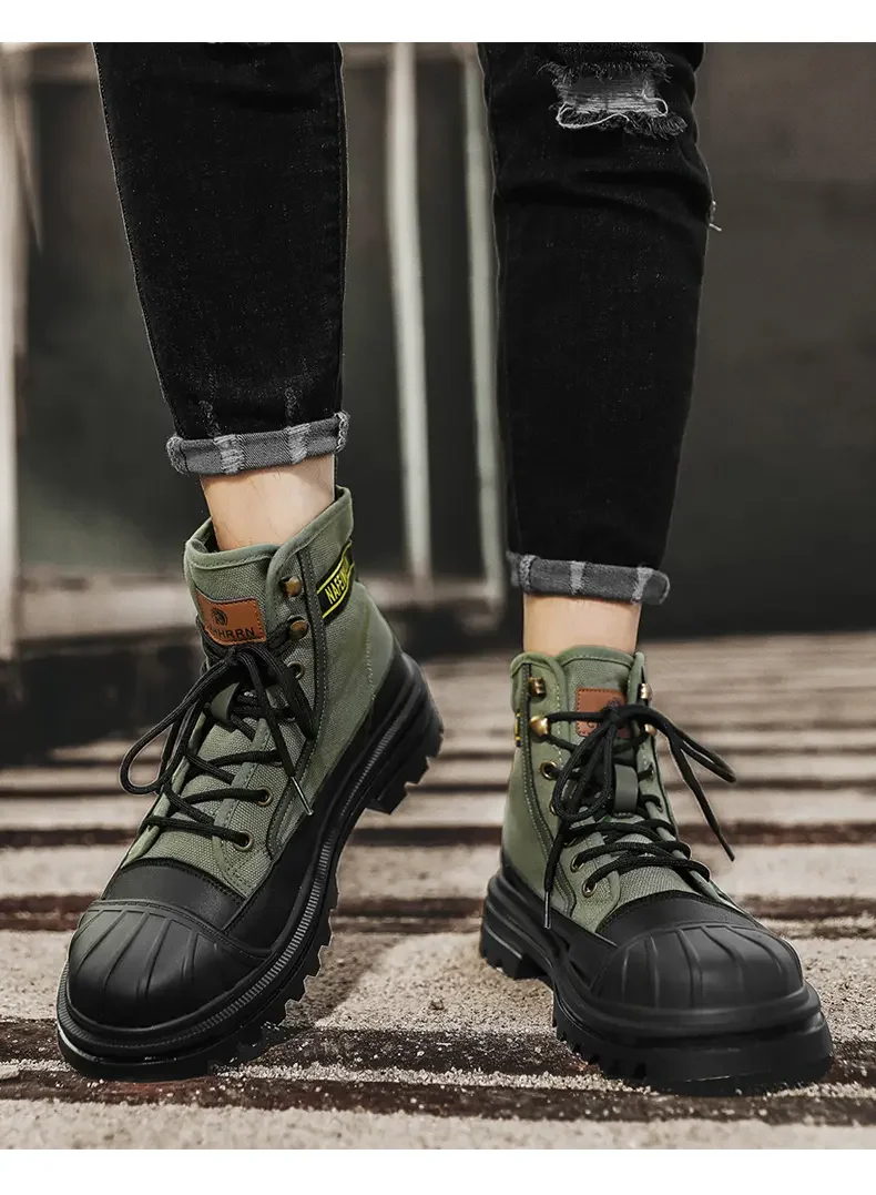 Shoes for Men Outdoor Male Booties 2023 Canvas Boots Toe Cap Anti-collision Shoes Winter Cotton Ankle Boots Fashion Military New Shoes for Men Outdoor Male Booties 2023 Canvas Boots Toe Cap Anti-collision Shoes Winter Cotton Ankle Boots Fashion Military New