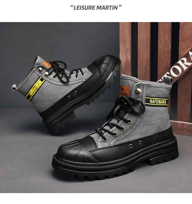 Shoes for Men Outdoor Male Booties 2023 Canvas Boots Toe Cap Anti-collision Shoes Winter Cotton Ankle Boots Fashion Military New Shoes for Men Outdoor Male Booties 2023 Canvas Boots Toe Cap Anti-collision Shoes Winter Cotton Ankle Boots Fashion Military New