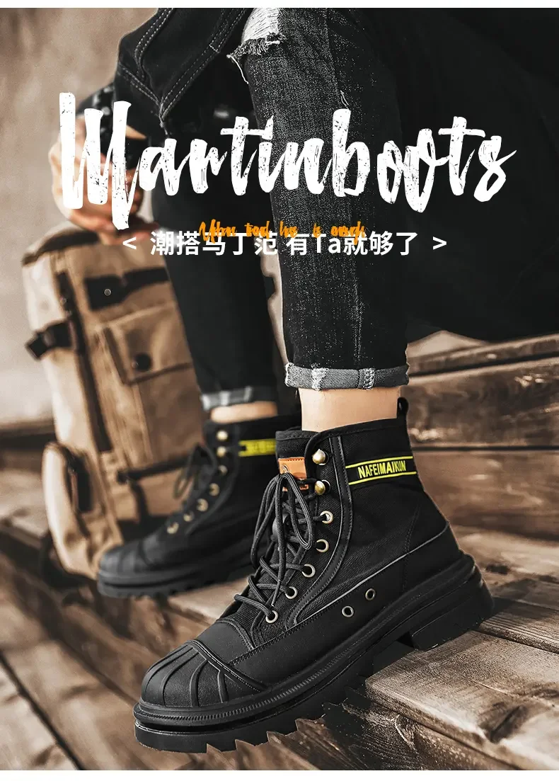 Shoes for Men Outdoor Male Booties 2023 Canvas Boots Toe Cap Anti-collision Shoes Winter Cotton Ankle Boots Fashion Military New Shoes for Men Outdoor Male Booties 2023 Canvas Boots Toe Cap Anti-collision Shoes Winter Cotton Ankle Boots Fashion Military New