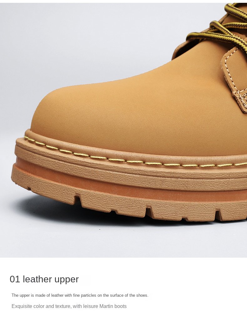 Men Fashion Martins Boots Yellow Luxury Brand Daily Casual Mens Motorcycle Boots High Ankle Walking Shoes Martin Leather Boots