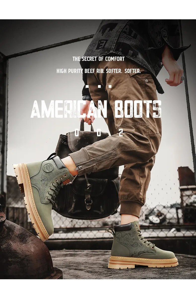 Men Fashion Martins Boots Yellow Luxury Brand Daily Casual Mens Motorcycle Boots High Ankle Walking Shoes Martin Leather Boots