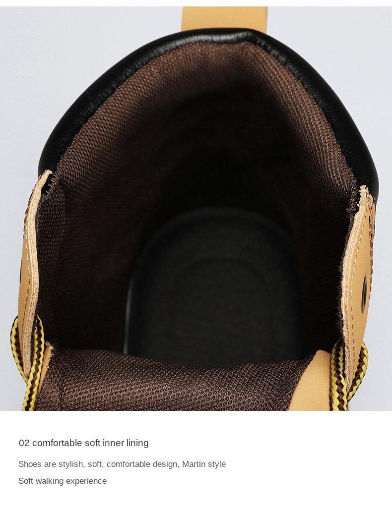 Men Fashion Martins Boots Yellow Luxury Brand Daily Casual Mens Motorcycle Boots High Ankle Walking Shoes Martin Leather Boots