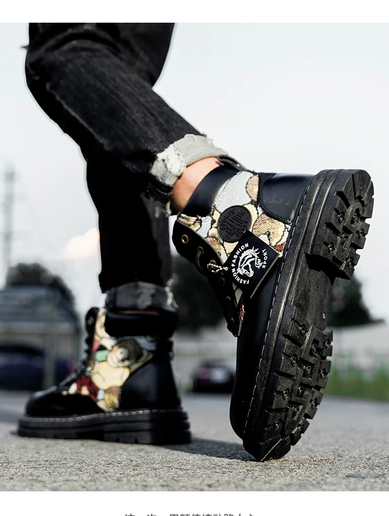Mens Martin Boots Winter Mens Plush Graffiti Snow Shoes PU Leather Ankle Boots Vintage Style Outdoor Leisure Fall Shoes Lace Up Mens Martin Boots Winter Mens Plush Graffiti Snow Shoes PU Leather Ankle Boots Vintage Style Outdoor Leisure Fall Shoes Lace Up
