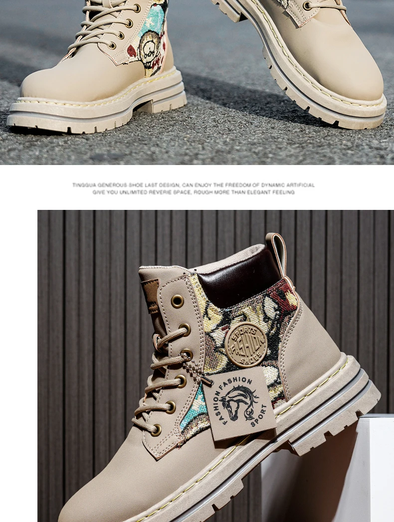 Mens Martin Boots Winter Mens Plush Graffiti Snow Shoes PU Leather Ankle Boots Vintage Style Outdoor Leisure Fall Shoes Lace Up Mens Martin Boots Winter Mens Plush Graffiti Snow Shoes PU Leather Ankle Boots Vintage Style Outdoor Leisure Fall Shoes Lace Up