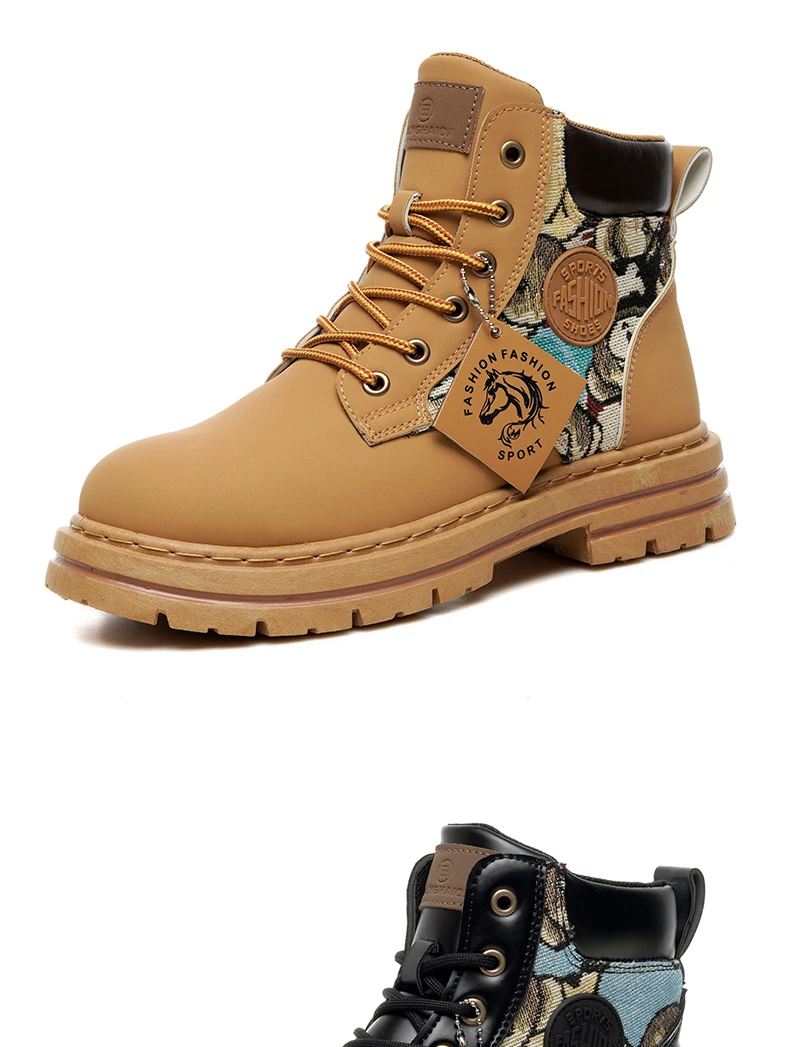 Mens Martin Boots Winter Mens Plush Graffiti Snow Shoes PU Leather Ankle Boots Vintage Style Outdoor Leisure Fall Shoes Lace Up Mens Martin Boots Winter Mens Plush Graffiti Snow Shoes PU Leather Ankle Boots Vintage Style Outdoor Leisure Fall Shoes Lace Up