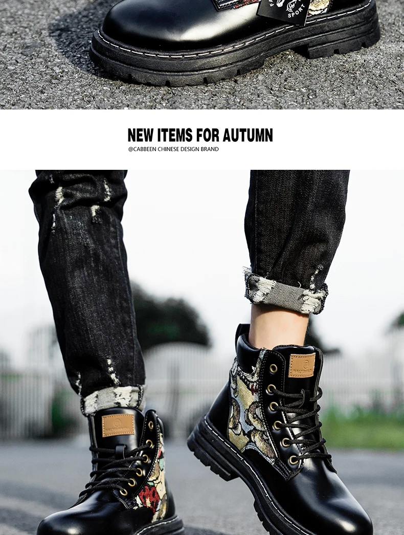Mens Martin Boots Winter Mens Plush Graffiti Snow Shoes PU Leather Ankle Boots Vintage Style Outdoor Leisure Fall Shoes Lace Up Mens Martin Boots Winter Mens Plush Graffiti Snow Shoes PU Leather Ankle Boots Vintage Style Outdoor Leisure Fall Shoes Lace Up