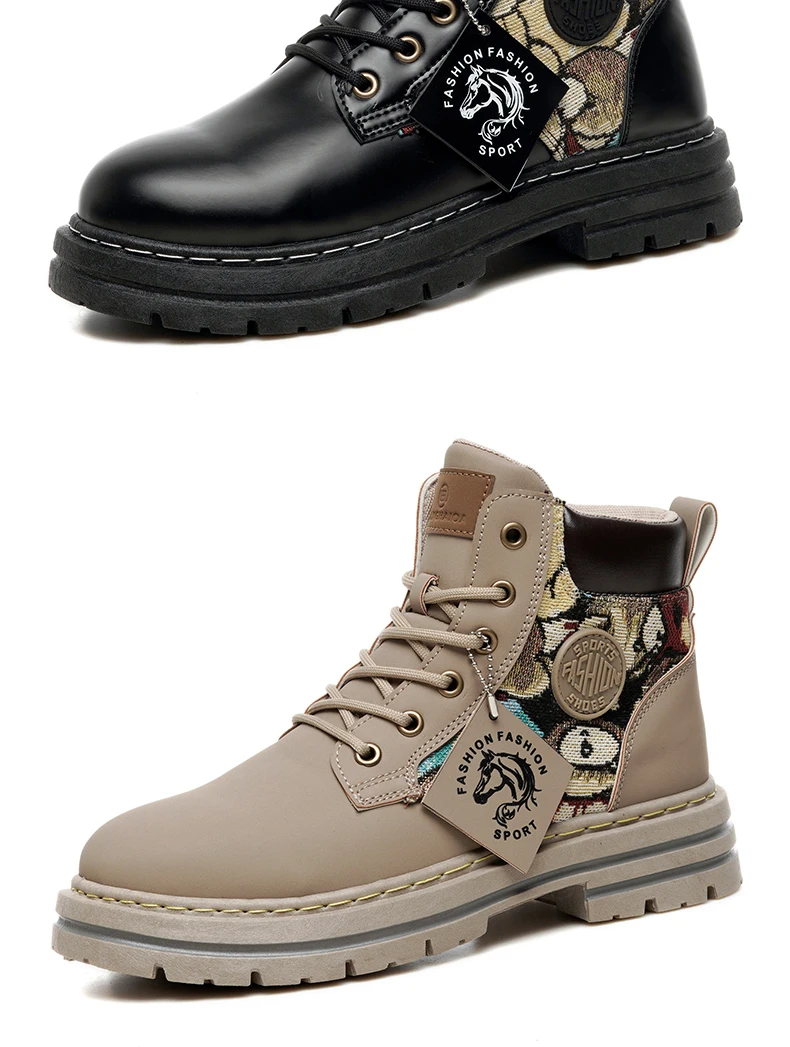 Mens Martin Boots Winter Mens Plush Graffiti Snow Shoes PU Leather Ankle Boots Vintage Style Outdoor Leisure Fall Shoes Lace Up Mens Martin Boots Winter Mens Plush Graffiti Snow Shoes PU Leather Ankle Boots Vintage Style Outdoor Leisure Fall Shoes Lace Up