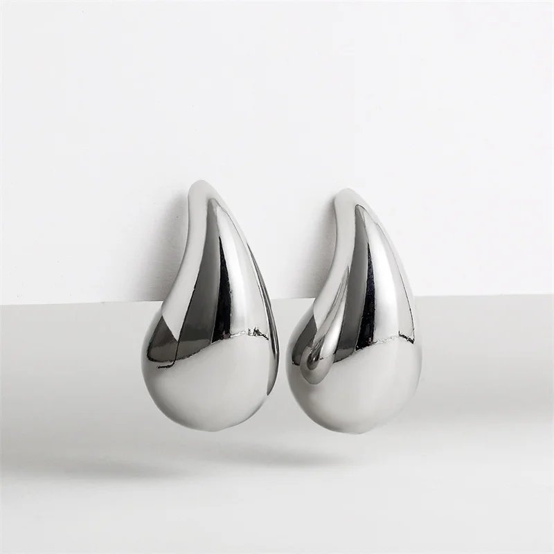 Vintage Gold Color Plated Chunky Dome Drop Earrings for Women Glossy Stainless Steel Thick Teardrop Earring Jewelry Wholesale Vintage Gold Color Plated Chunky Dome Drop Earrings for Women Glossy Stainless Steel Thick Teardrop Earring Jewelry Wholesale