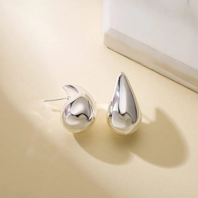 Vintage Gold Color Plated Chunky Dome Drop Earrings for Women Glossy Stainless Steel Thick Teardrop Earring Jewelry Wholesale Vintage Gold Color Plated Chunky Dome Drop Earrings for Women Glossy Stainless Steel Thick Teardrop Earring Jewelry Wholesale