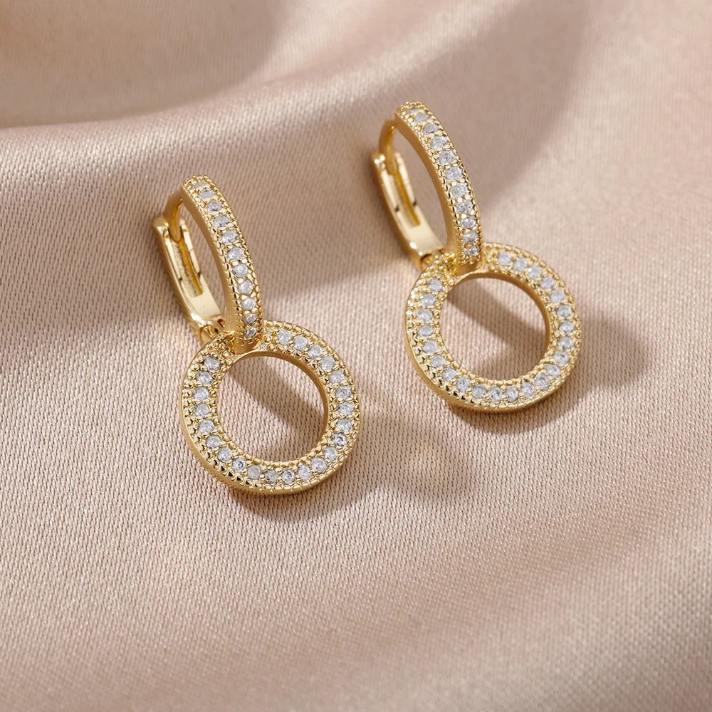 Zircon Round Hoop Earrings for Women Stainless Steel Round Circle Heart Evil Blue Earring Female Fashion Party Jewelry Gift BFF Zircon Round Hoop Earrings for Women Stainless Steel Round Circle Heart Evil Blue Earring Female Fashion Party Jewelry Gift BFF