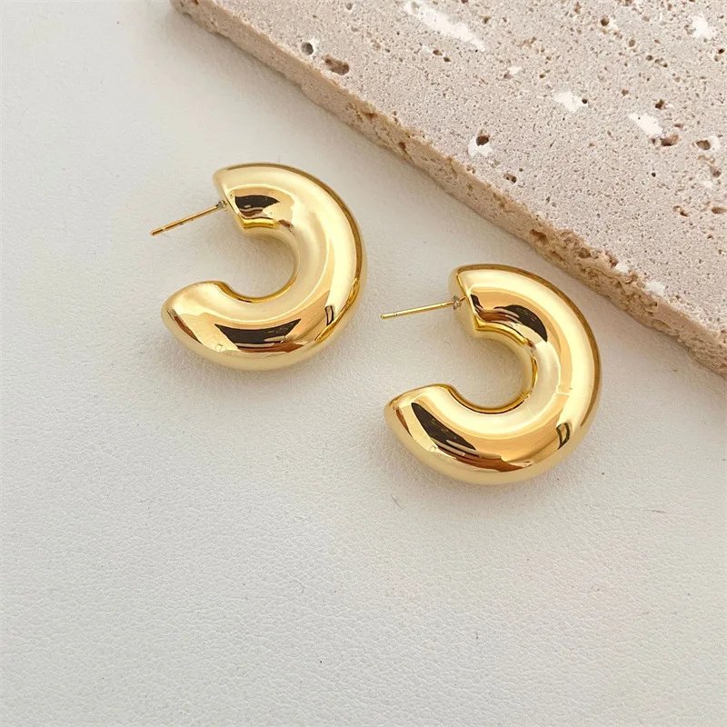 Vintage Chunky Dome Drop Earrings For Women Golden Color Stainless Steel Thick Teardrop Earring Statement Wedding Jewelry Gift Vintage Chunky Dome Drop Earrings For Women Golden Color Stainless Steel Thick Teardrop Earring Statement Wedding Jewelry Gift