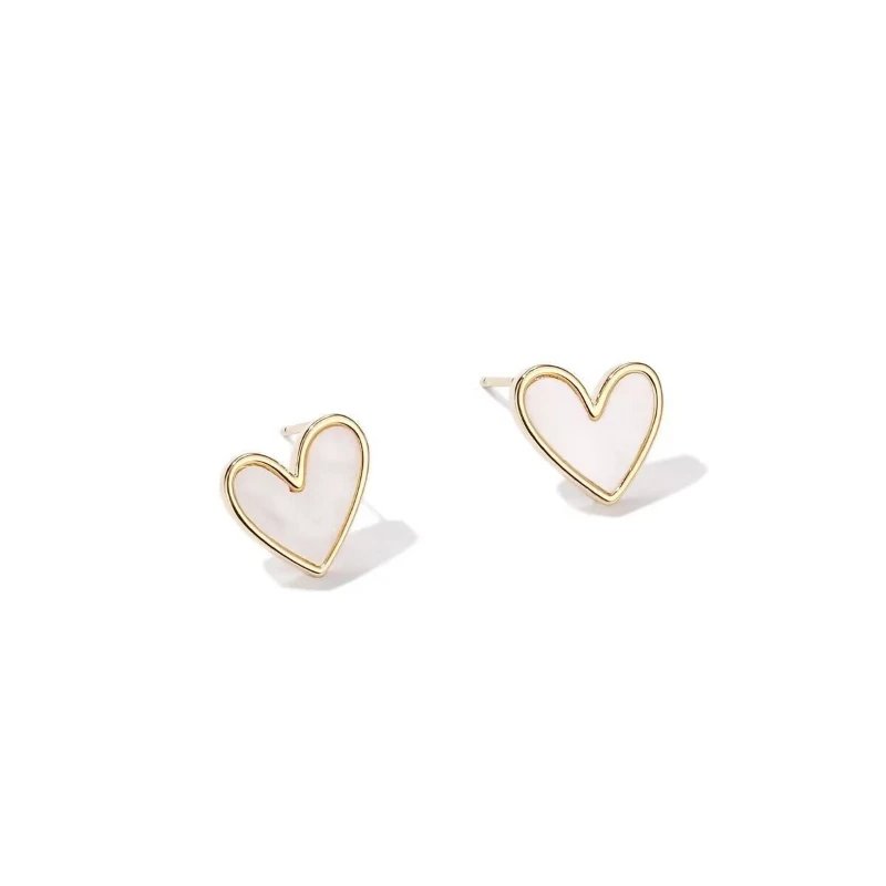 Cute Korean Earrings Heart Bling Zircon Vintage Dark Green Versatile Gold Color Earring for Women Fashion Jewelry 2023 New Gift