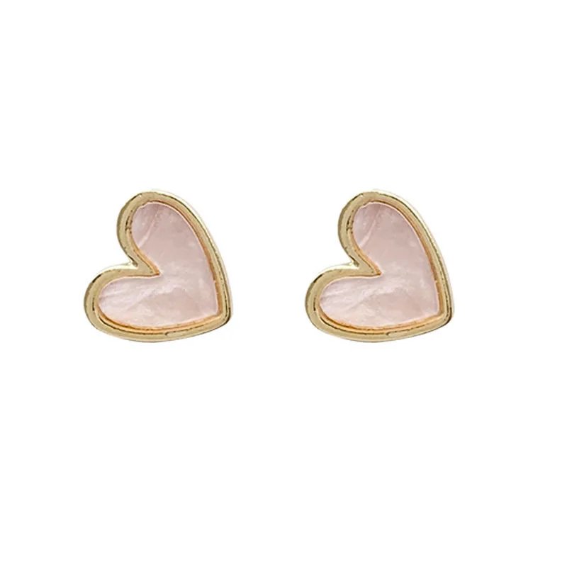Cute Korean Earrings Heart Bling Zircon Vintage Dark Green Versatile Gold Color Earring for Women Fashion Jewelry 2023 New Gift